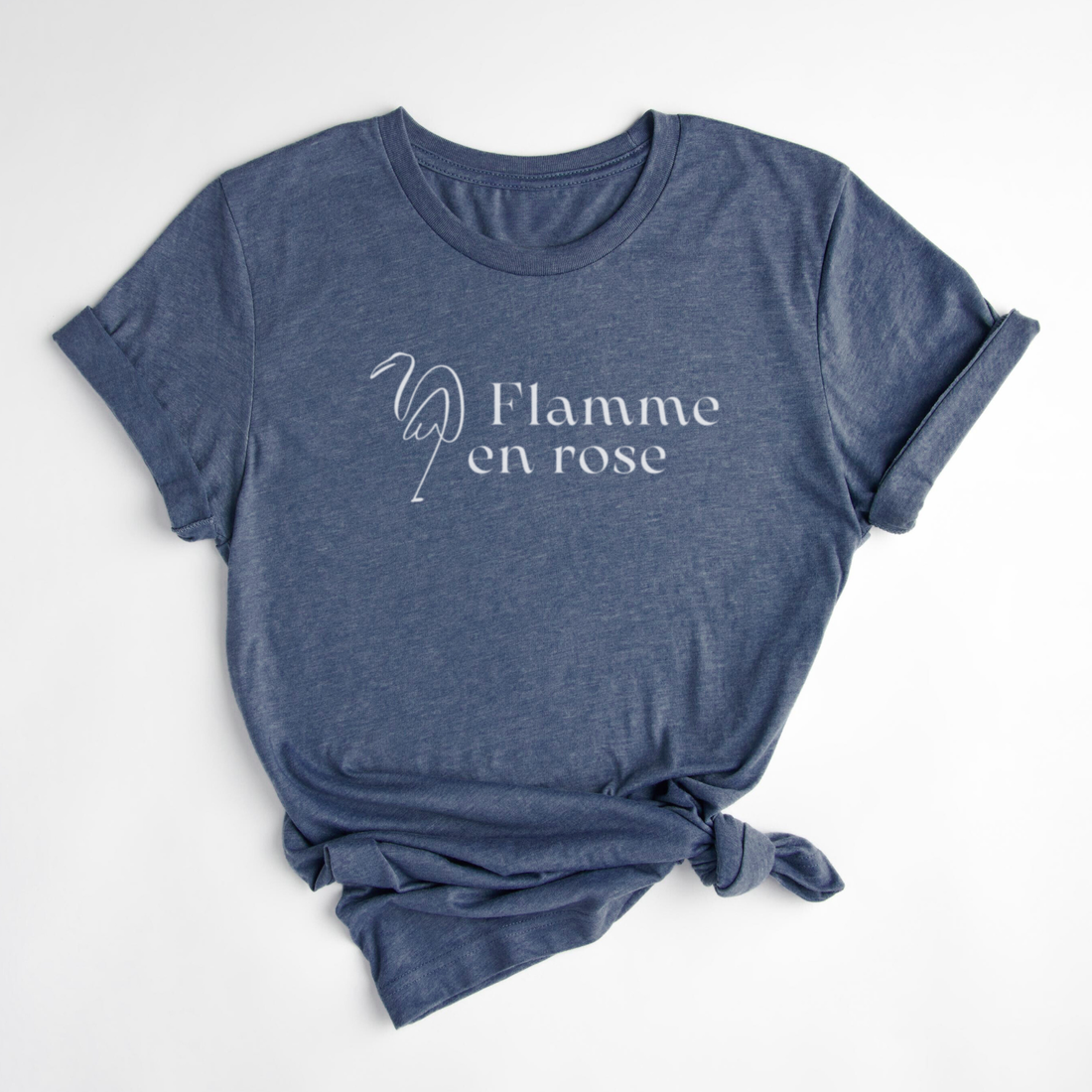 T-SHIRT FLAMME EN ROSE - BLEUET