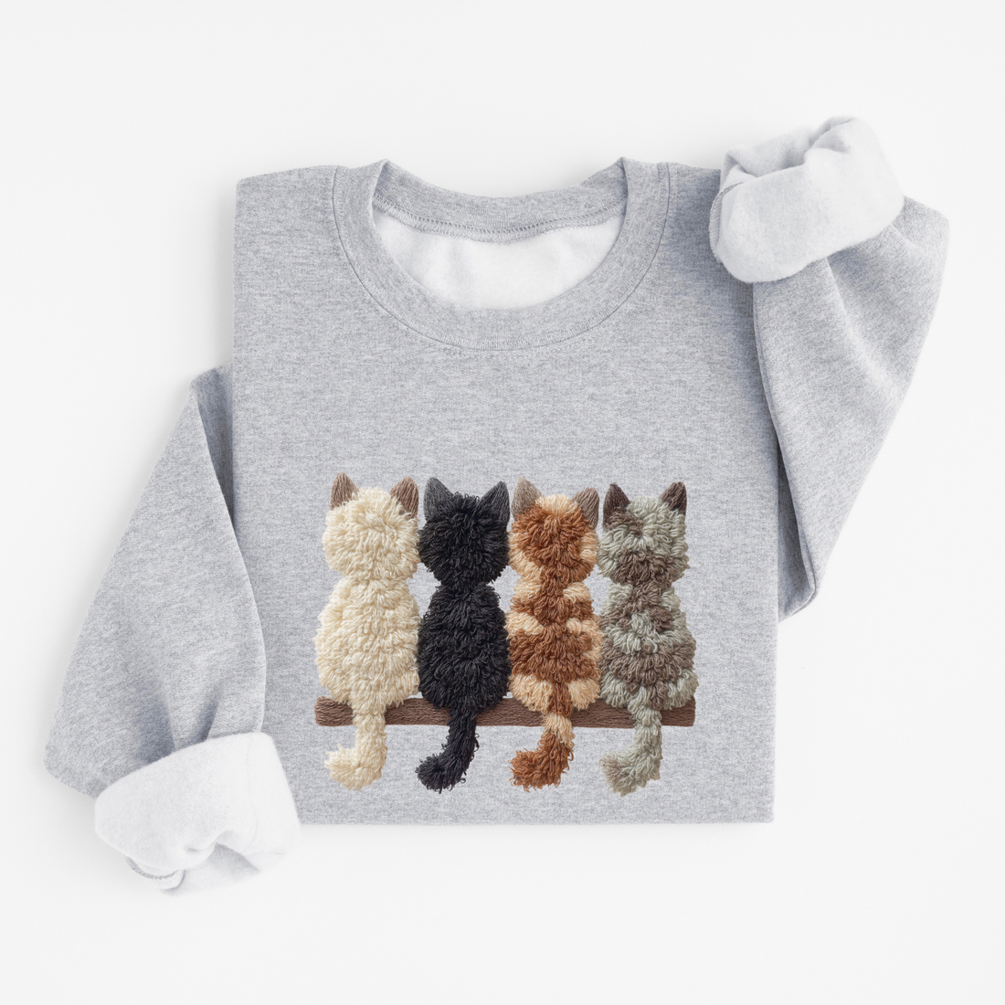Sweatshirt Chats De Dos Effet Patch
