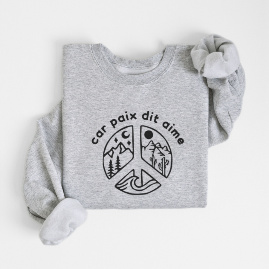 SWEATSHIRT CAR PAIX DIT AIME - GRUAU