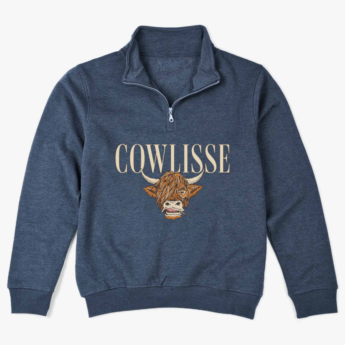 1/4 ZIP COWLISSE - BLEU VINTAGE