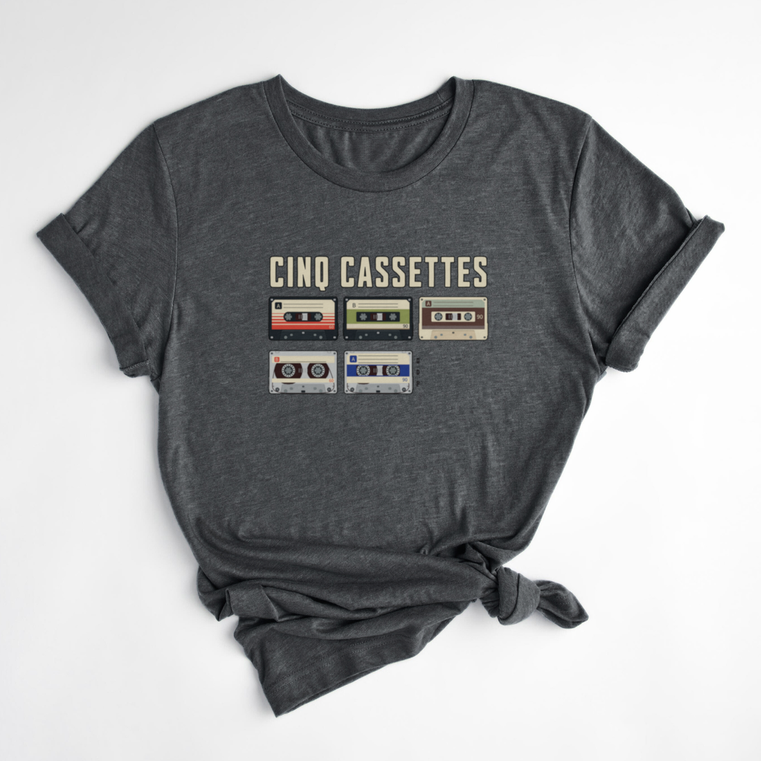 T-SHIRT CINQ CASSETTES - CHARBON