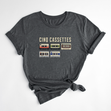 T-SHIRT CINQ CASSETTES - CORBEAU