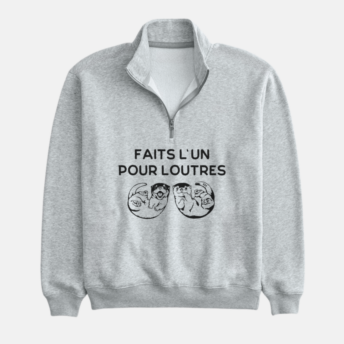 1/4 ZIP LOUTRES - GRUAU