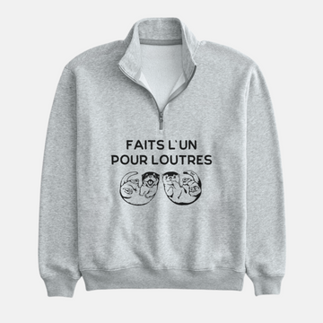 1/4 ZIP LOUTRES - GRUAU