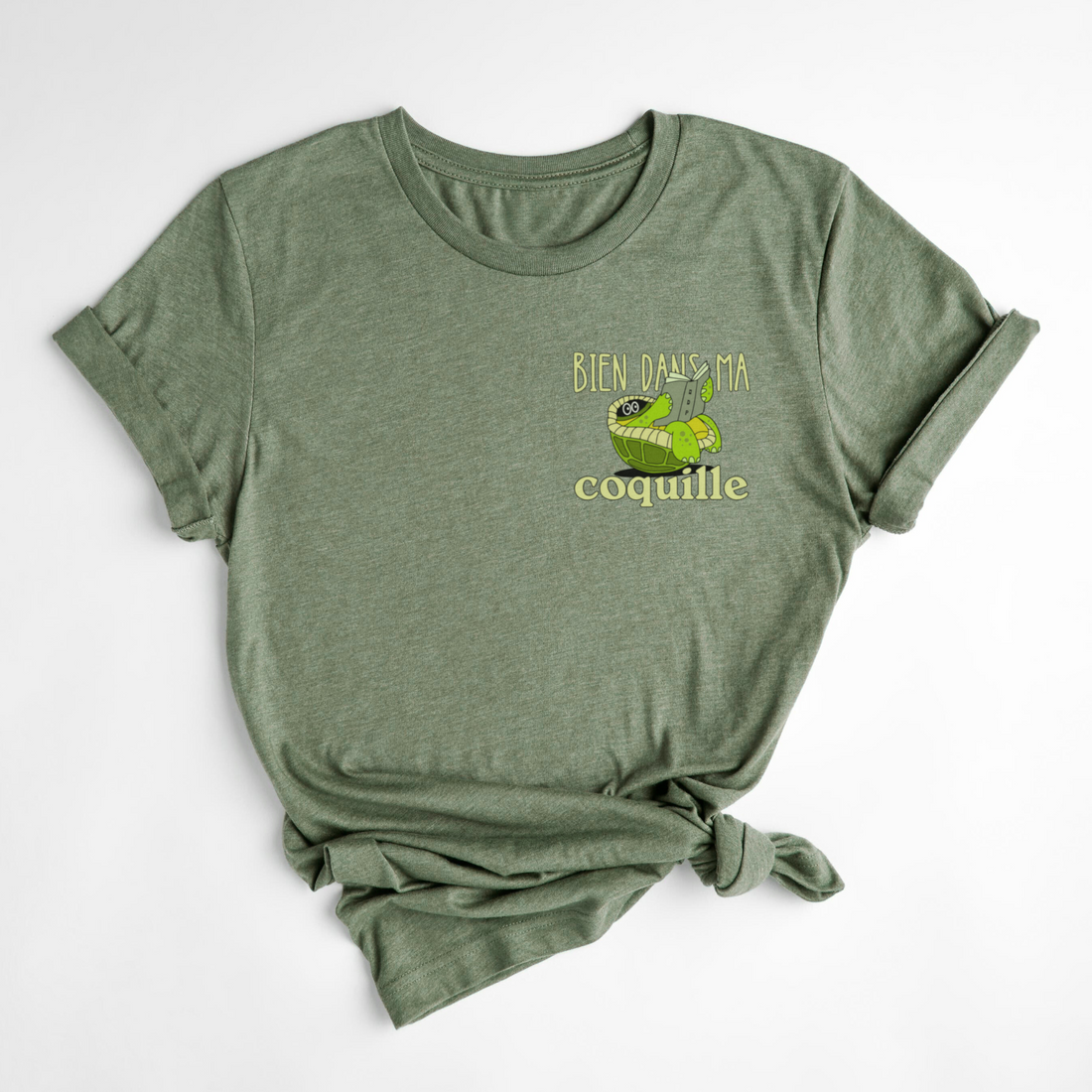 T-SHIRT COQUILLE TORTUE - OLIVE