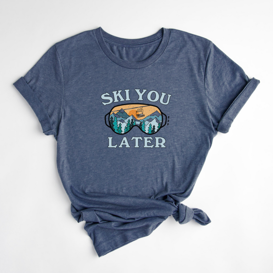 T-SHIRT SKI YOU LATER - BLEUET