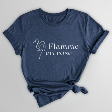T-SHIRT FLAMME EN ROSE - MARIN