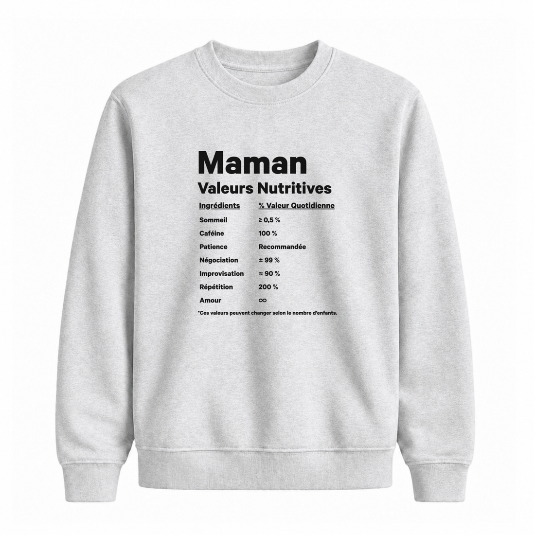 Sweatshirt Valeurs Nutritives