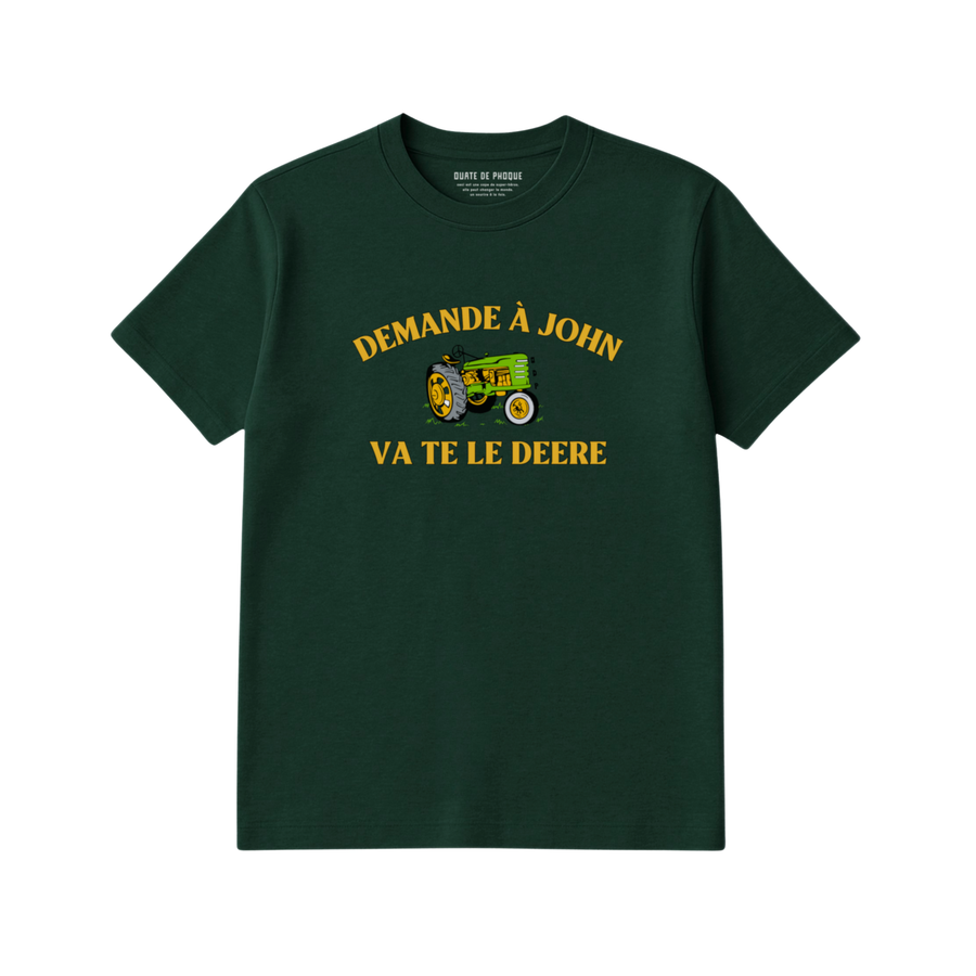 T-shirt Garçon John Deere Noir - Taille XL (14-16 Ans), Logo Imprimé, Manches Courtes, 100% Neuf