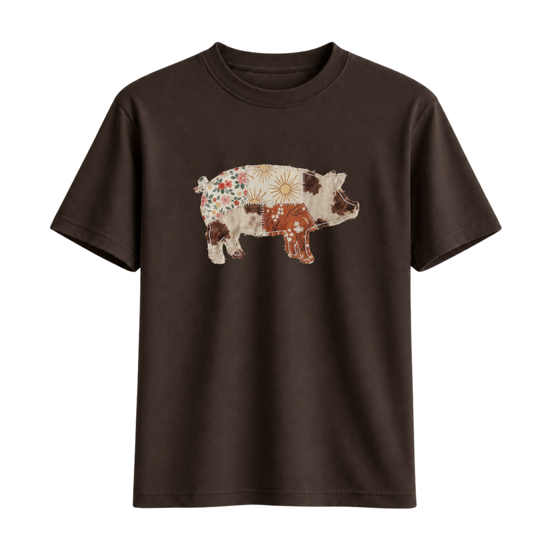 T-Shirt Cochon Western Effet Patch