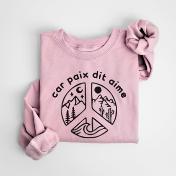 SWEATSHIRT CAR PAIX DIT AIME