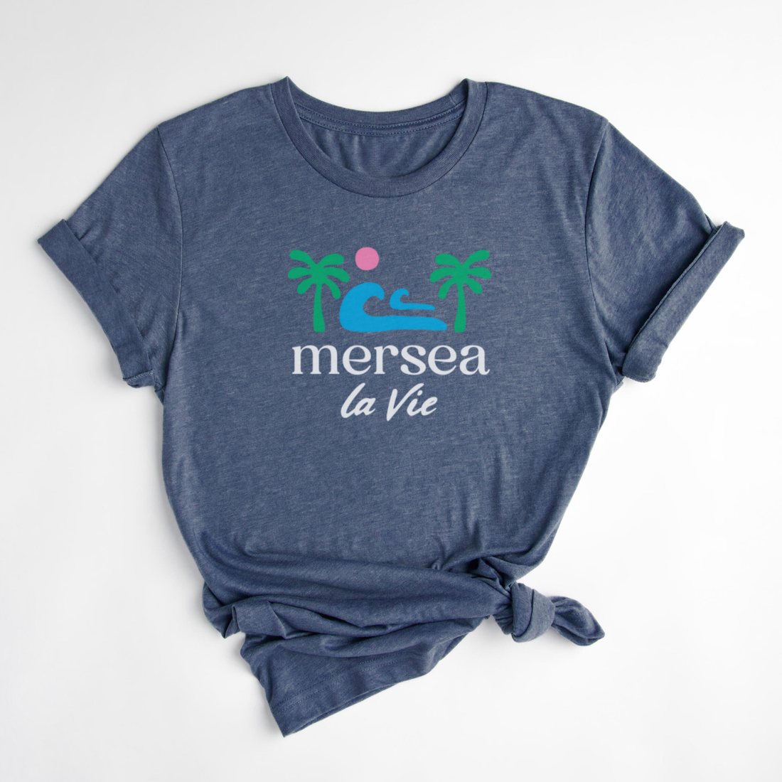 T-SHIRT MER SEA LA VIE - BLEUET