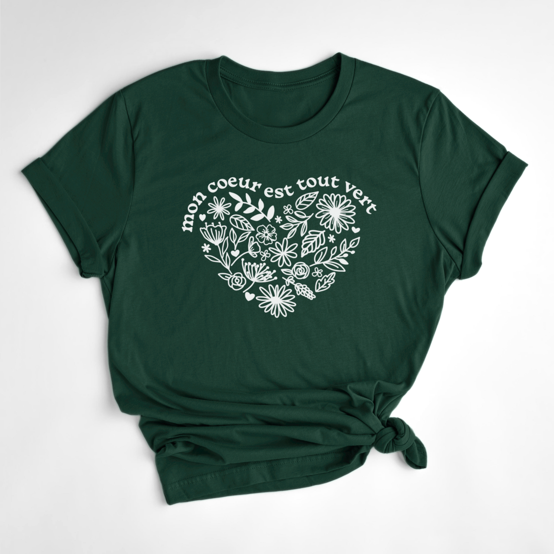 T-SHIRT COEUR TOUT VERT