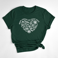 T-SHIRT COEUR TOUT VERT