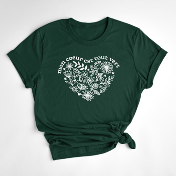 T-SHIRT COEUR TOUT VERT