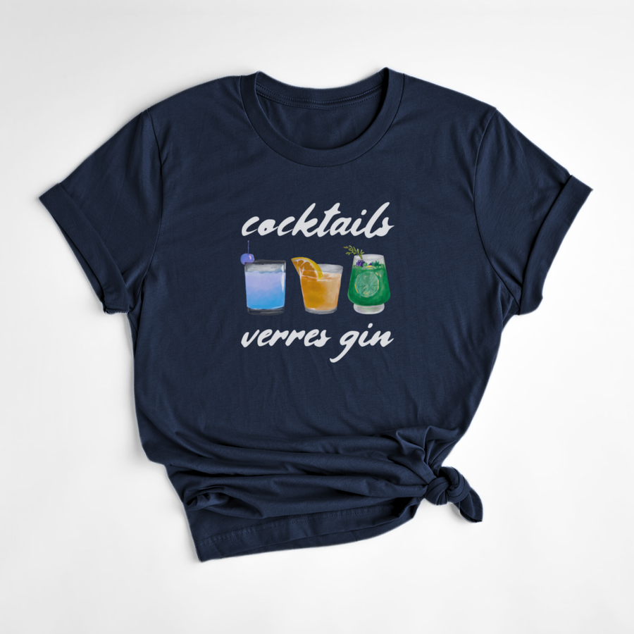 T-SHIRT VERRES GIN - MARINE