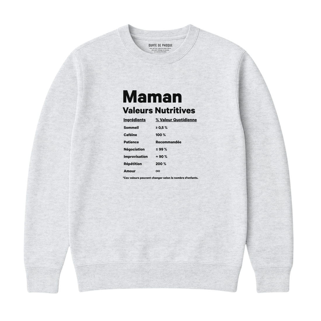 Sweatshirt Valeurs Nutritives