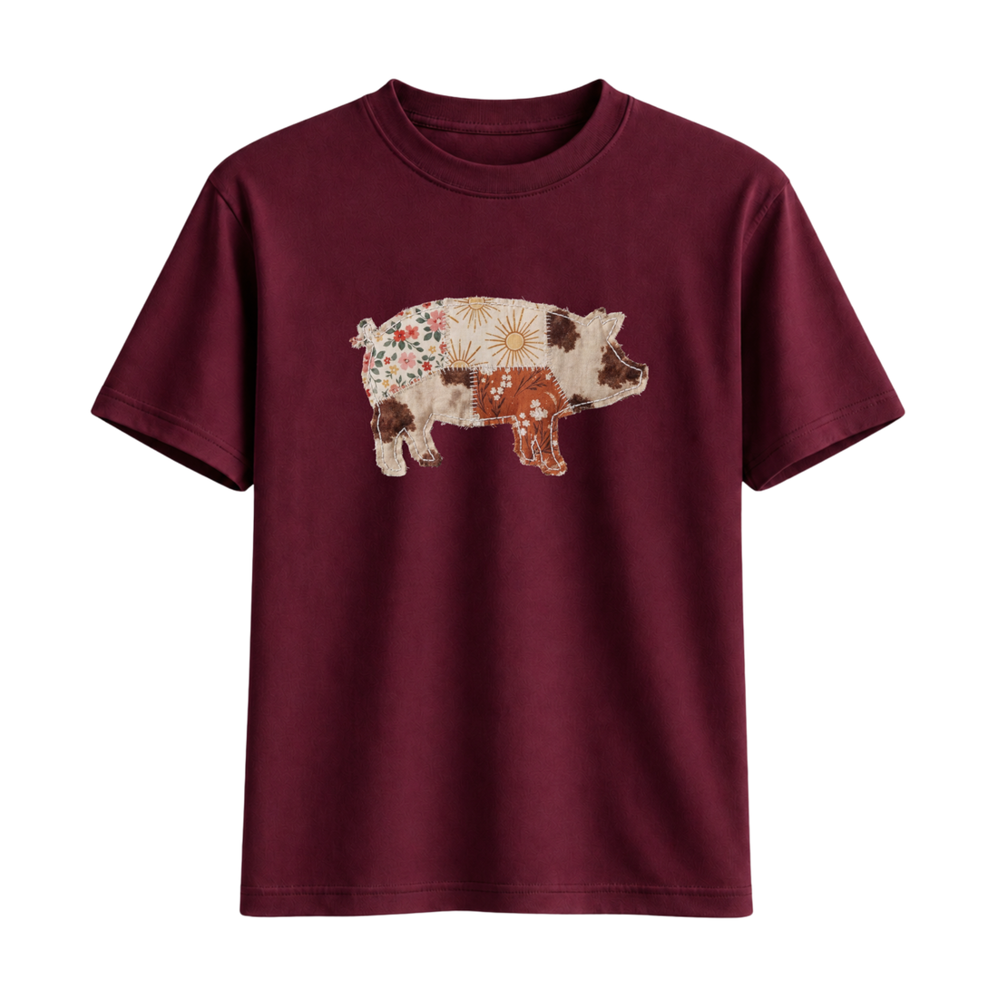T-Shirt Cochon Western Effet Patch