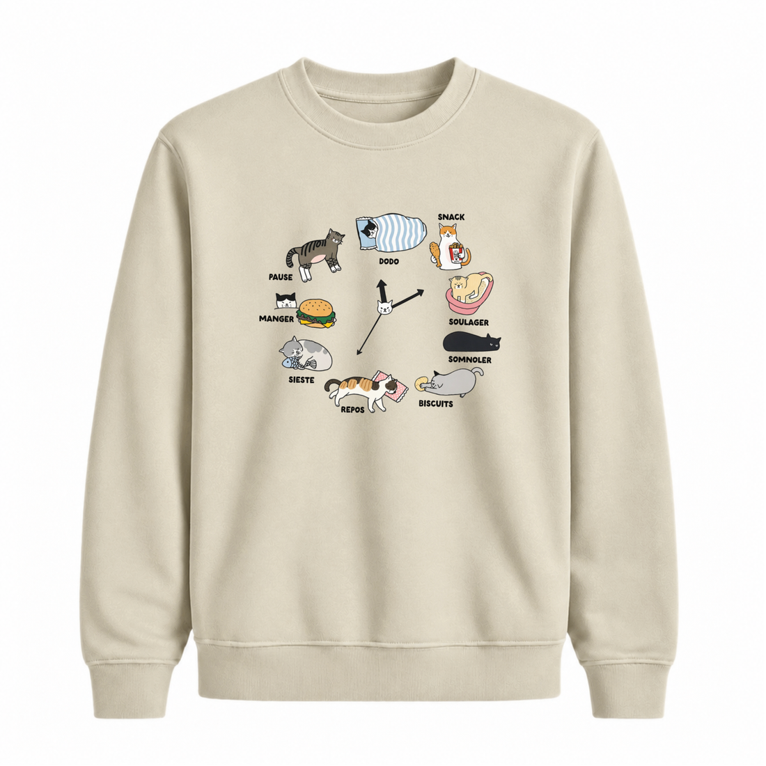Sweatshirt Chat Horloge