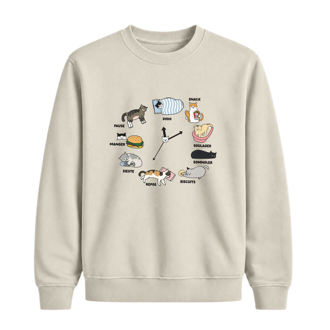 Sweatshirt Chat Horloge