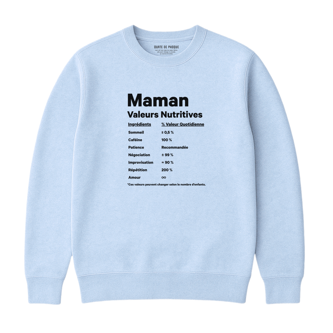 Sweatshirt Valeurs Nutritives