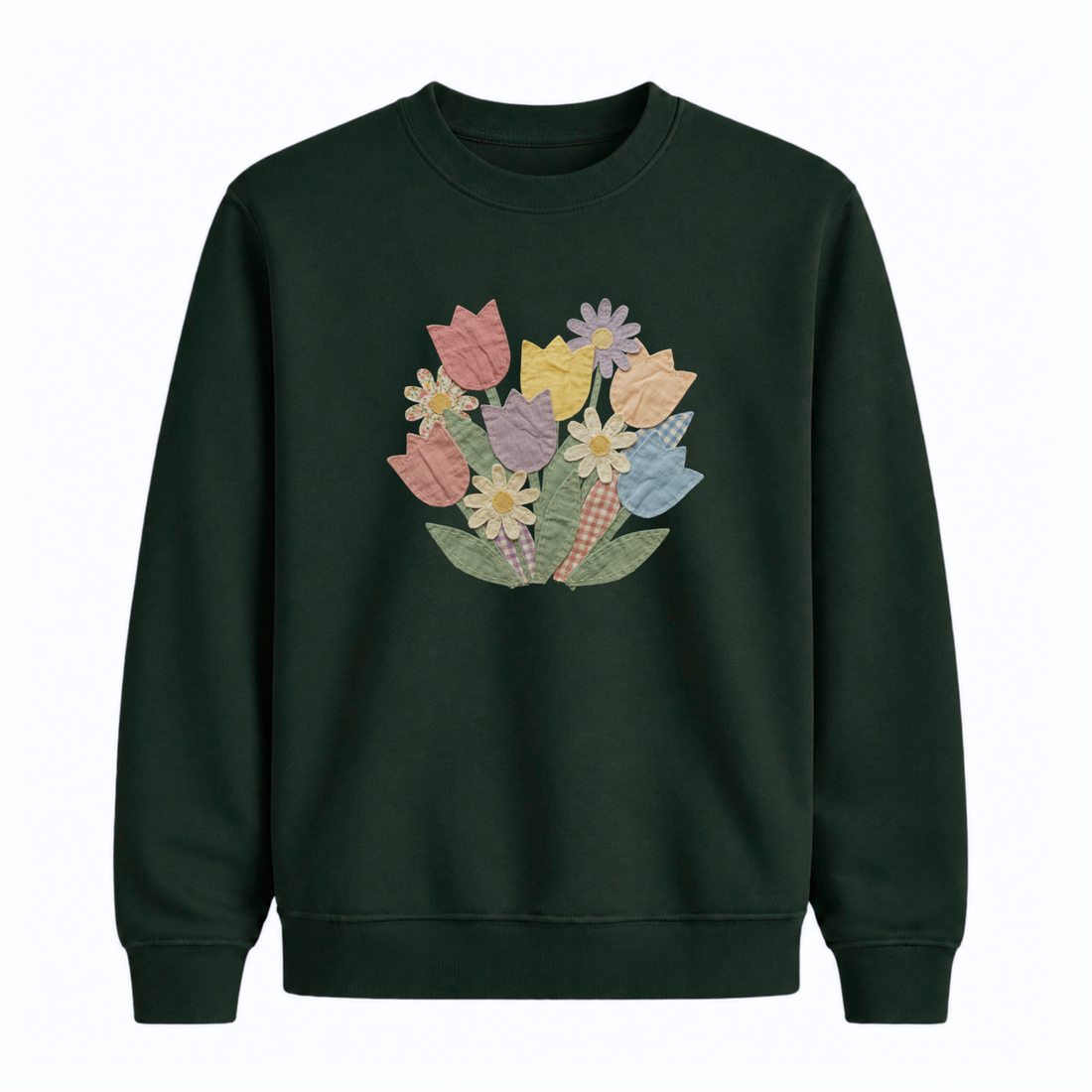 Sweatshirt Tulipes Effet Patch