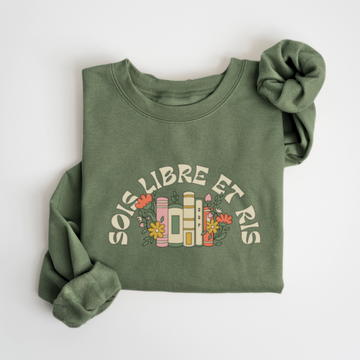 SWEATSHIRT LIBRE ET RIS - SAUGE