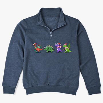 1/4 ZIP DINOS NOËL - BLEU VINTAGE