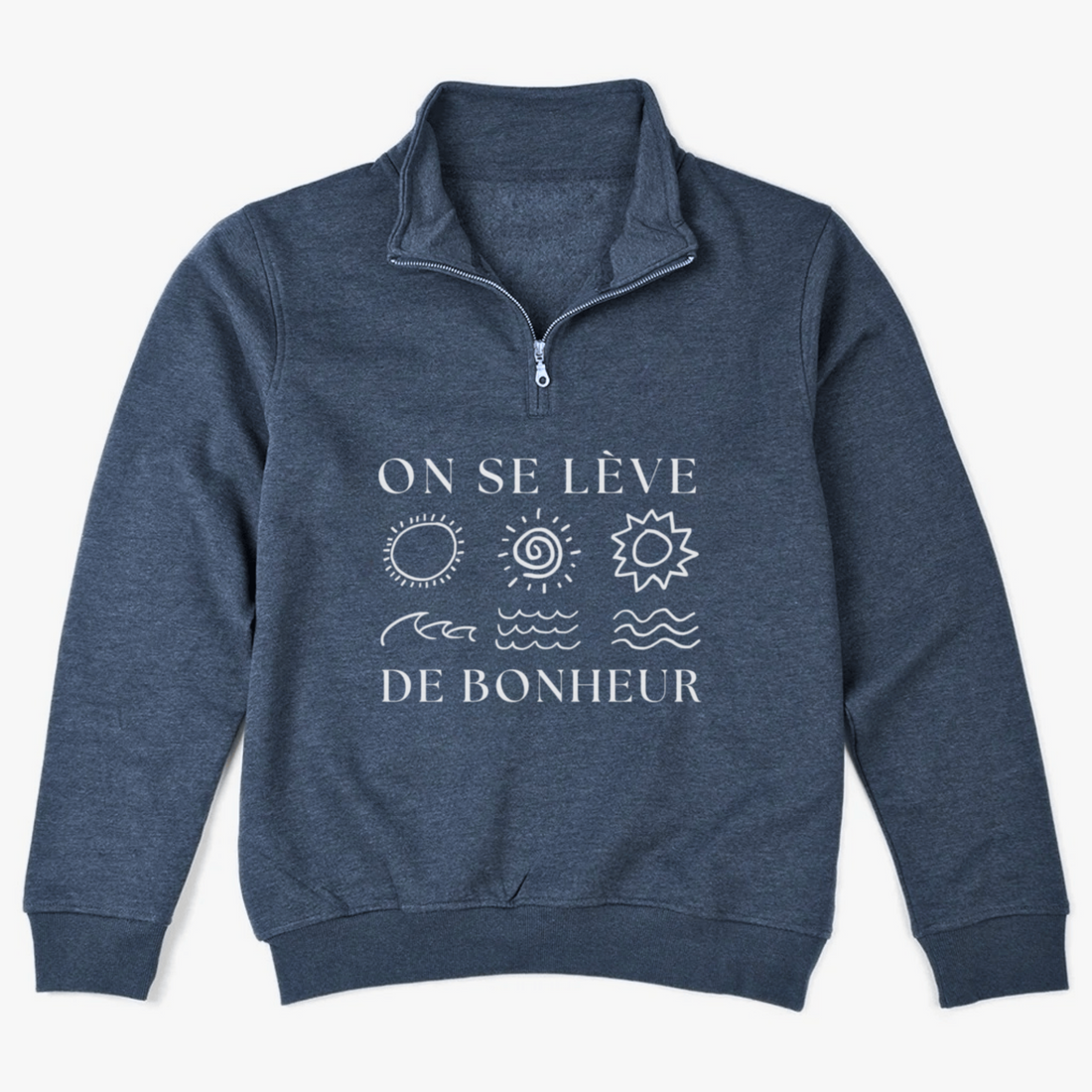 1/4 ZIP LÈVE DE BONHEUR - BLEU VINTAGE