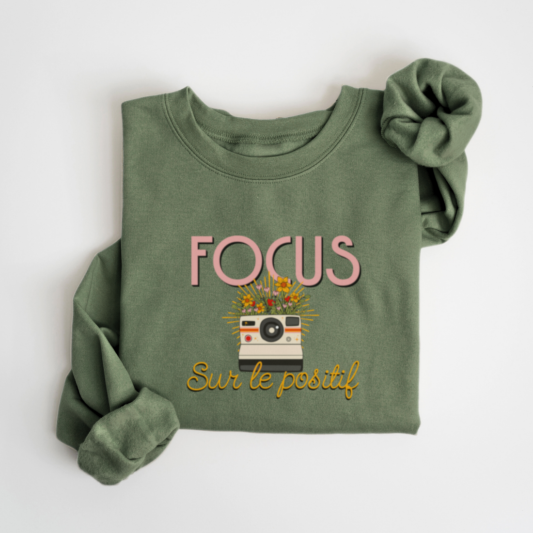 SWEATSHIRT FOCUS SUR LE POSITIF - SAUGE