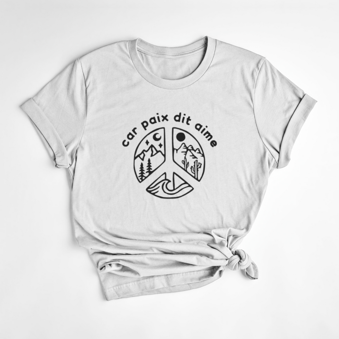 T-SHIRT CAR PAIX DIT AIME - BLANC