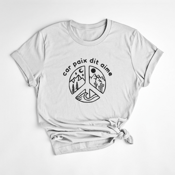 T-SHIRT CAR PAIX DIT AIME - BLANC